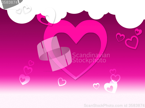 Image of Hearts And Clouds Background Shows Peaceful Sensation Or Romanti
