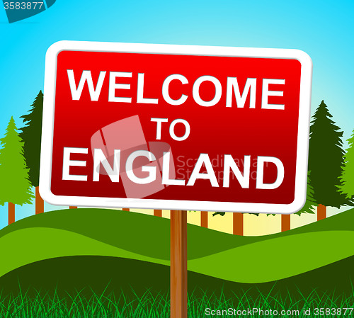Image of Welcome To England Means United Kingdom And Arrival