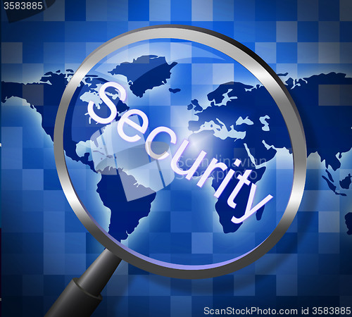 Image of Security Magnifier Represents Secured Research And Searches