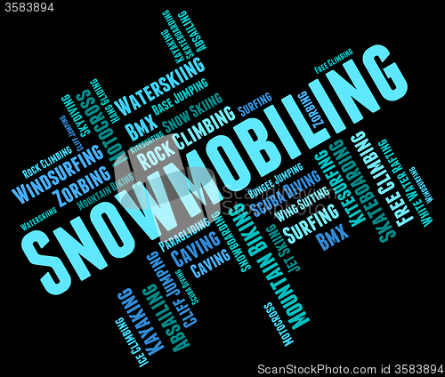 Image of Snowmobiling Word Represents Winter Sports And Snowcross