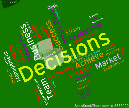 Image of Decision Words Indicates Decided Wordcloud And Text