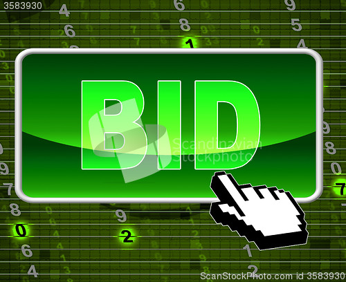 Image of Bid Button Indicates World Wide Web And Auctioning