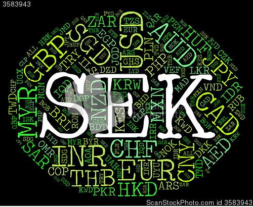 Image of Sek Currency Indicates Worldwide Trading And Banknote