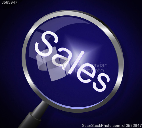 Image of Sales Magnifier Indicates E-Commerce Retail And Magnify