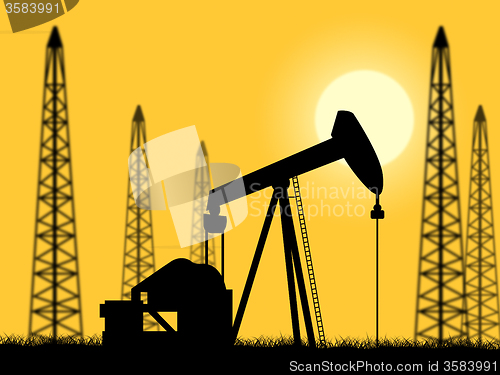 Image of Oil Wells Represents Power Source And Drilling