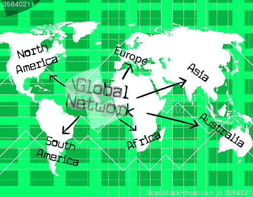 Image of Global Network Shows Worldly Computer And Globalise