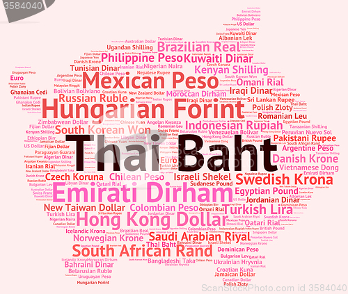 Image of Thai Baht Shows Exchange Rate And Coinage