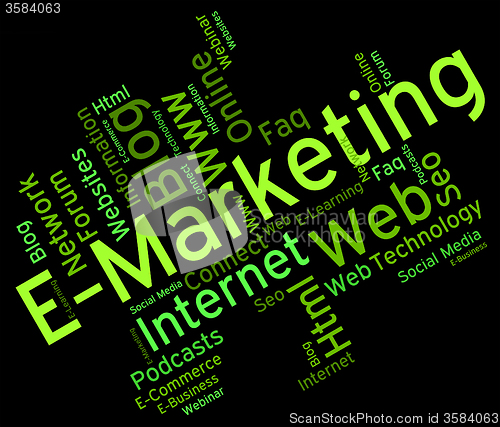 Image of Emarketing Word Shows World Wide Web And Internet