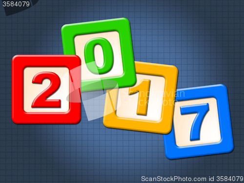 Image of Twenty Seventeen Blocks Represents New Year And Annual