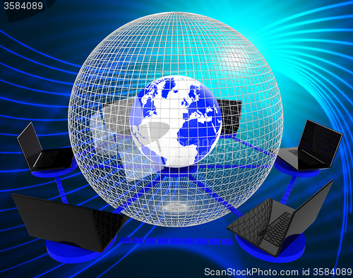 Image of Global Computer Network Indicates Worldwide Planet And Processor