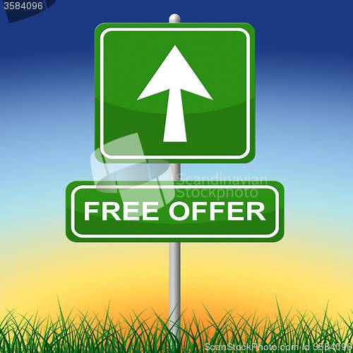 Image of Free Offer Sign Shows With Our Compliments And Arrow