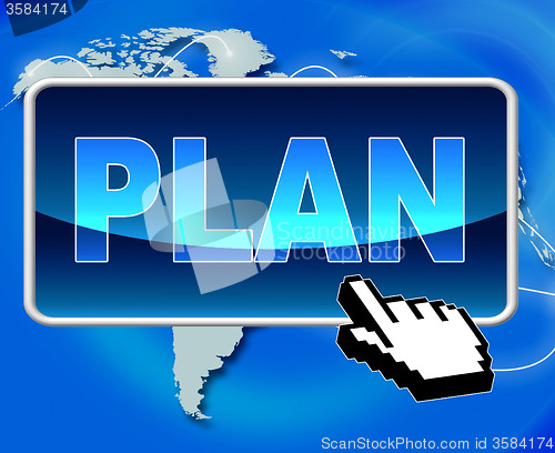 Image of Plan Button Shows World Wide Web And Formula