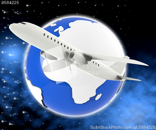 Image of World Plane Means Travel Guide And Air