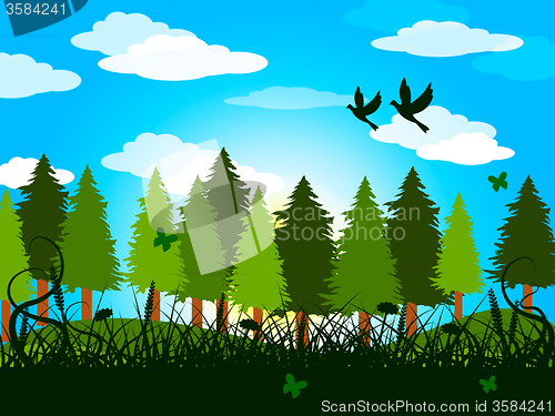 Image of Spring Trees Represents Treetops Forestation And Countryside