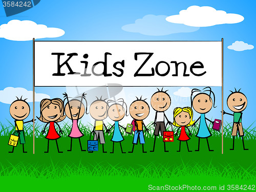 Image of Kids Zone Banner Indicates Playing Playtime And Youngster