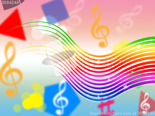 Image of Rainbow Music Background Means Colorful Stripes And Sing\r