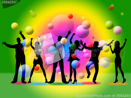 Image of Disco Silhouette Indicates Togetherness Friends And Together