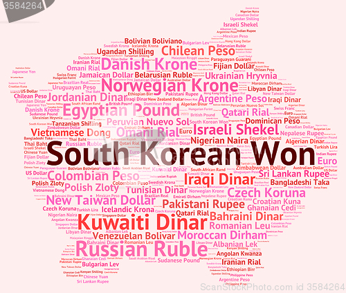 Image of South Korean Won Shows Exchange Rate And Coin