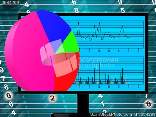 Image of Pie Chart Online Represents Financial Report And Web