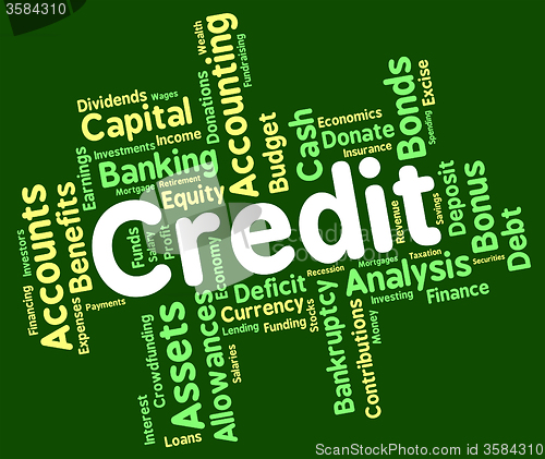 Image of Credit Word Means Debit Card And Bankcard