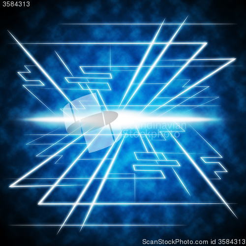 Image of Blue Brightness Background Shows Piercing Light And Rectangles\r