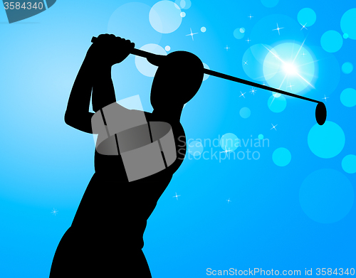 Image of Golf Swing Represents Golfer Exercise And Golf-Club