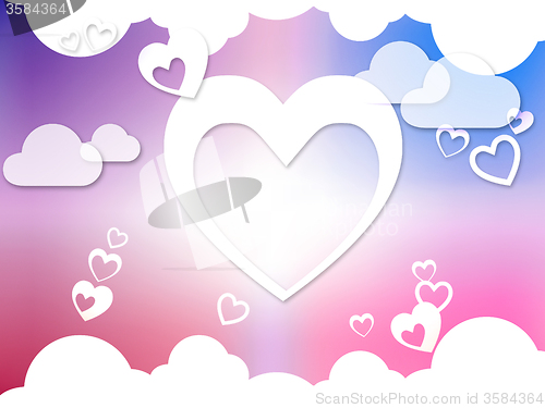 Image of Hearts And Clouds Background Means Romantic Dreams And Feelings\r