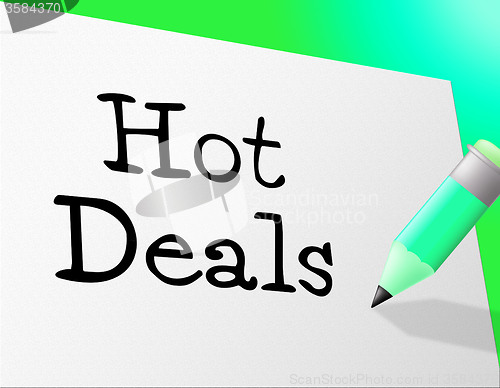 Image of Hot Deals Represents Save Retail And Sales