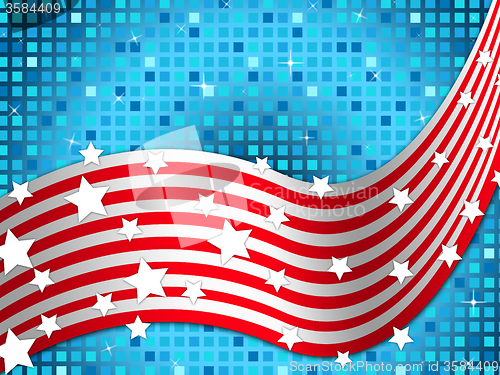 Image of American Flag Background Means Nation And Glittering Squares\r