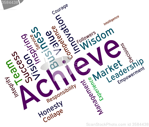 Image of Achieve Words Represents Successful Resolution And Victory