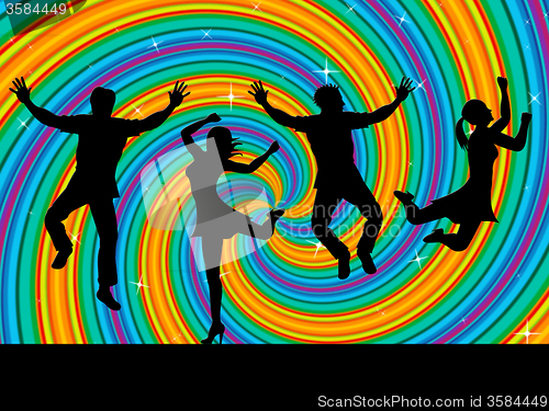 Image of Jumping Joy Indicates Activity Wave And Swirl