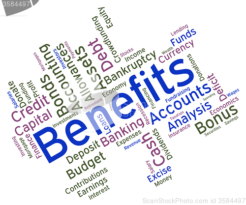 Image of Benefits Word Indicates Compensation Rewards And Pay