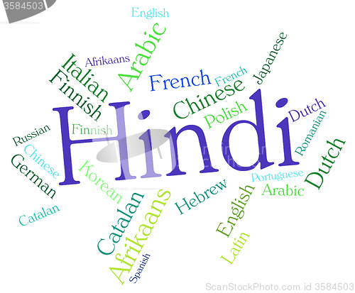 Image of Hindi Language Represents Speech Word And Wordcloud