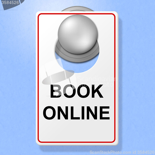 Image of Book Online Sign Represents Single Room And Accommodation