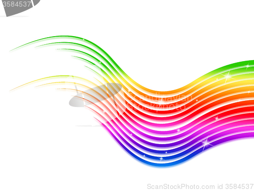 Image of Rainbow Stripes Background Means Colorful Waves And Sparkles\r