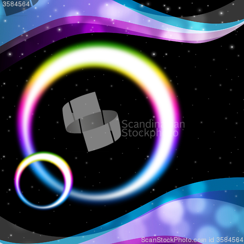 Image of Rainbow Circles Background Means Night Sky And Ripples\r