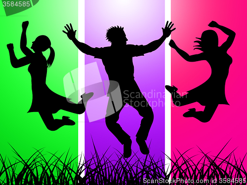 Image of Excitement Jumping Indicates Green Grass And Excited