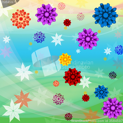 Image of Colorful Flowers Background Means Floral Growth And Beach\r