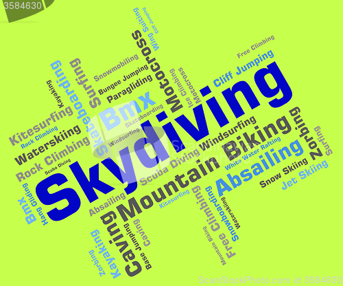 Image of Skydiving Word Means Free Falling And Parachutes