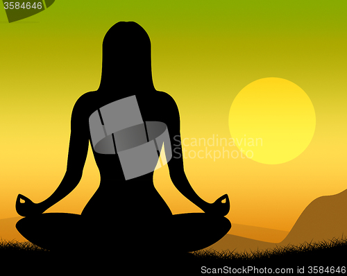 Image of Yoga Pose Shows Poses Peaceful And Meditation