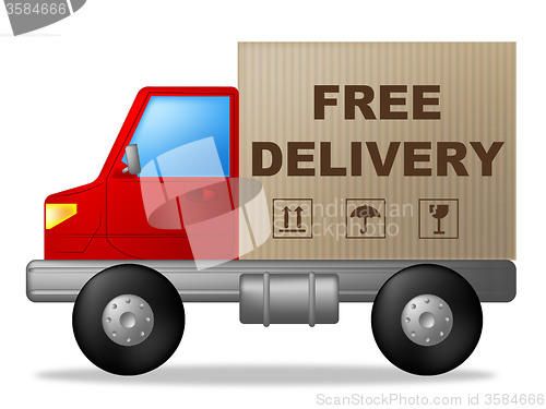 Image of Free Delivery Indicates Moving Truck And Vehicle