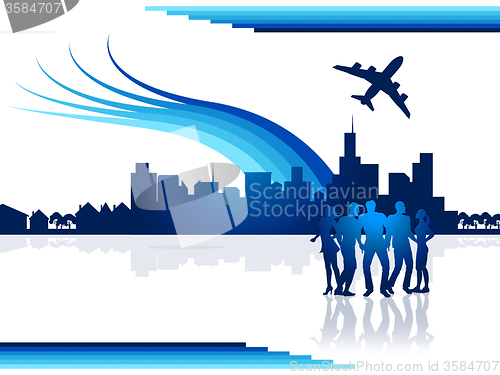 Image of City Flights Represents Transportation Aeroplane And Airplane