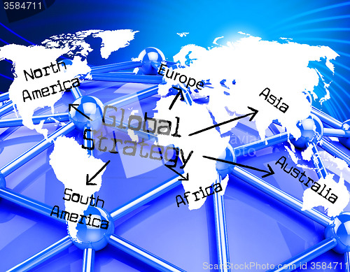 Image of Global Strategy Means Globalization Globe And Solutions