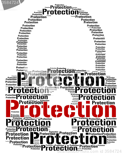 Image of Protection Lock Shows Secure Password And Wordcloud
