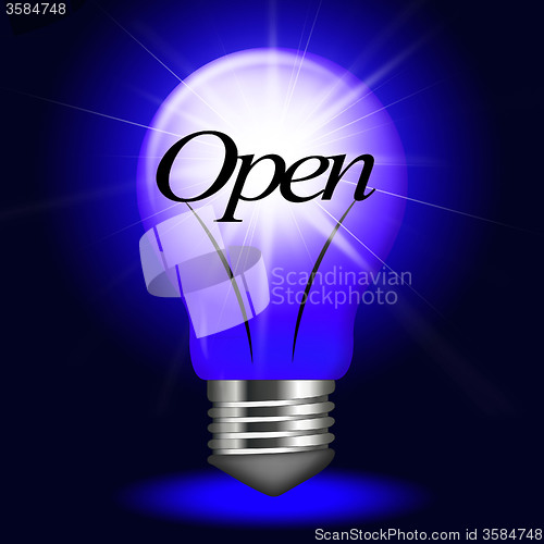 Image of Open Lightbulb Means Beginning Launch And Inauguration