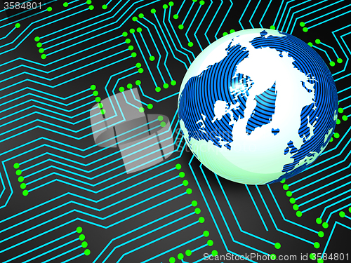 Image of Circuit Board Shows Globally Worldwide And Electronics
