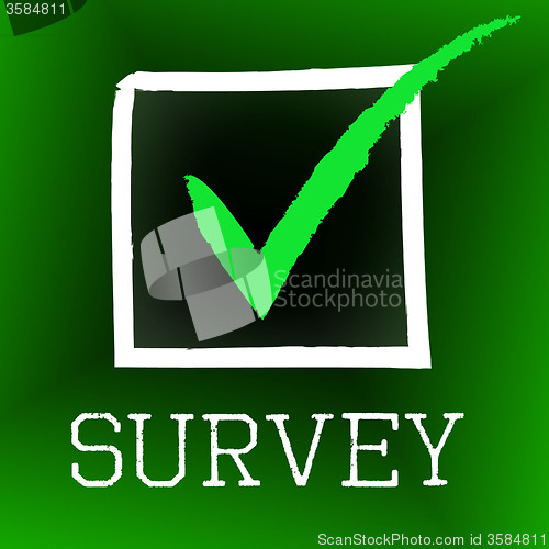 Image of Survey Tick Indicates Poll Checked And Questionnaire