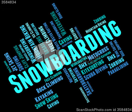 Image of Snowboarding Word Represents Winter Sport And Boarder