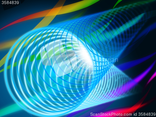 Image of Coil Background Shows Spring Tunnel And Rainbow Ribbons\r