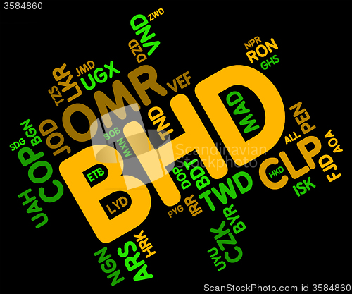 Image of Bhd Currency Represents Bahrain Dinar And Currencies
